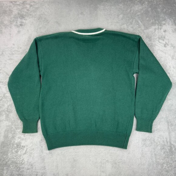 Vintage Hathaway Knitted Golf Sweater V-Neck Pullover Green Retro Y2K Grandpa M - Picture 3 of 9